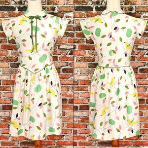 RARE Vintage 50s White LITTLE STAR Bird Detailing Dress